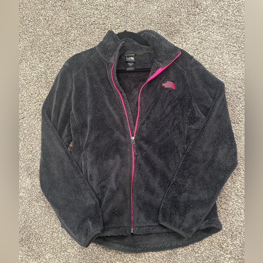 Black Fuzzy The North Face Jacket, Size Large